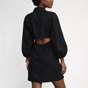 Modern‎ Citizen Clara Open Back Button Down Shirt Dress Black XS Minimalist Chic